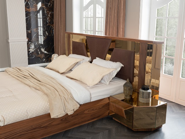 Коричневая спальня с золотом Вера, АРТ-Деко Коричневая спальня с золотом Вера, АРТ-Деко