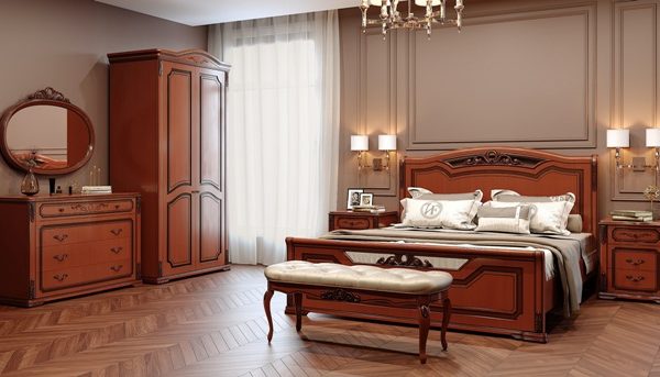 Коричневая деревянная спальня Версаль