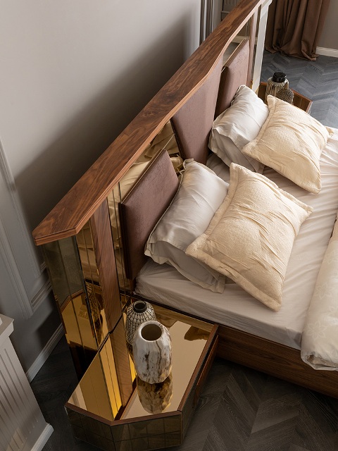 Коричневая спальня с золотом Вера, АРТ-Деко Коричневая спальня с золотом Вера, АРТ-Деко