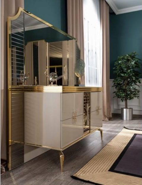 Бежевая спальня Маджестик, АРТ-Деко Бежевая спальня Маджестик, АРТ-Деко