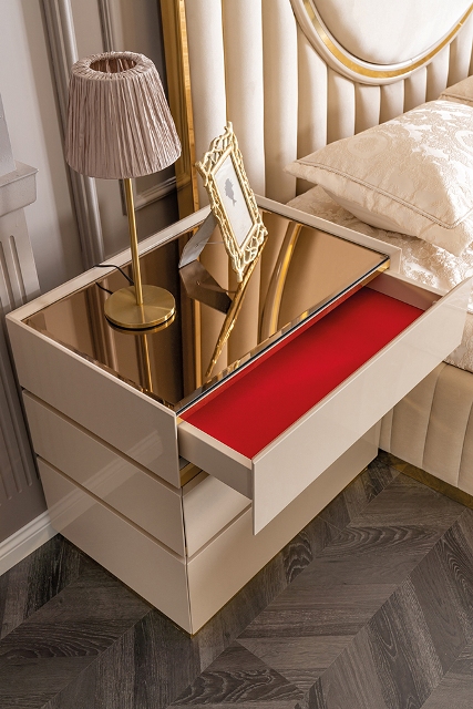 Бежевая спальня с золотом Рейн, АРТ-Деко