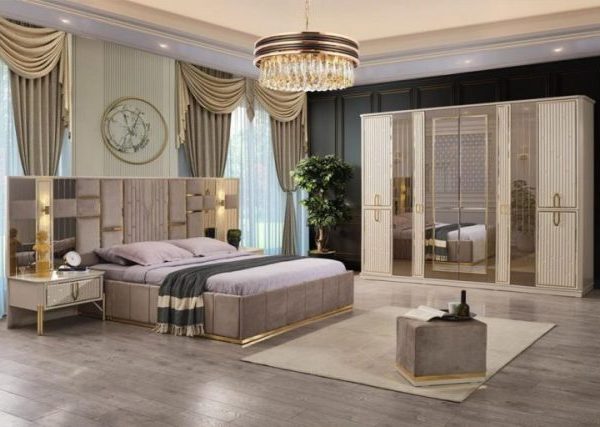 Бежевая спальня с золотом Седеф
