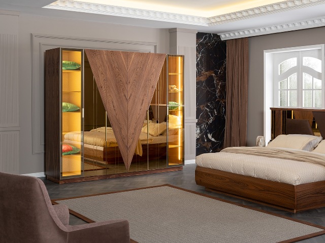 Коричневая спальня с золотом Вера, АРТ-Деко Коричневая спальня с золотом Вера, АРТ-Деко
