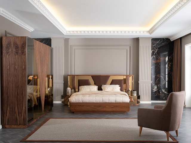 Коричневая спальня с золотом Вера, АРТ-Деко Коричневая спальня с золотом Вера, АРТ-Деко