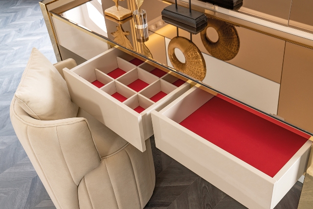 Бежевая спальня с золотом Рейн, АРТ-Деко