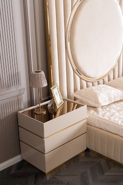 Бежевая спальня с золотом Рейн, АРТ-Деко