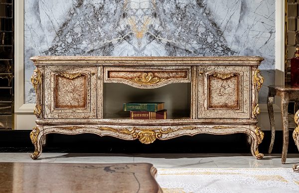 Золотая тумба под телевизор Мона Лиза