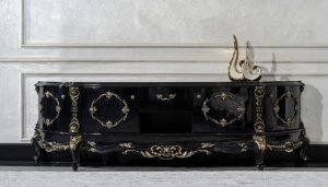 Королева черная тумба под телевизор барокко