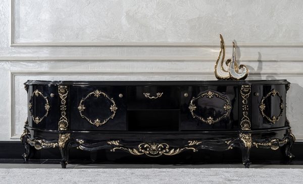 Королева черная тумба под телевизор барокко
