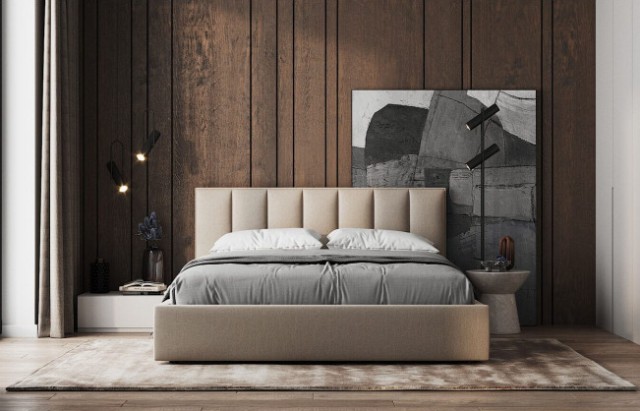 Бежевая мягкая кровать Тин Бежевая мягкая кровать Тин