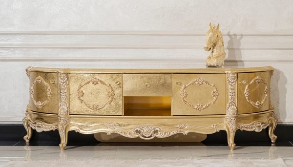 Королева черная тумба под телевизор барокко