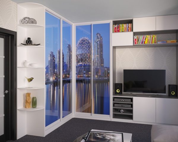 Угловой шкаф-купе с рабочим местом