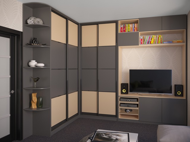 Угловой шкаф-купе с рабочим местом Угловой шкаф-купе с рабочим местом