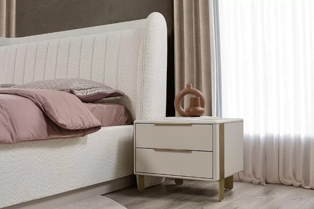 Белая мебель для спальни Берлин, модерн OD Прикроватные тумбочки маленькие на два ящика