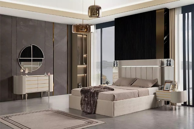 Бежевый комплект спальни Кайра крем