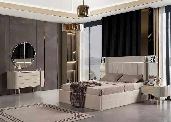 Бежевый комплект спальни Кайра крем