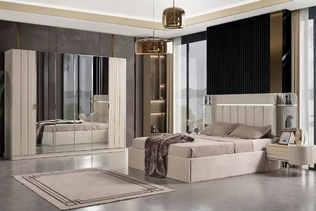 Бежевый комплект спальни Кайра крем Бежевый комплект спальни Кайра крем