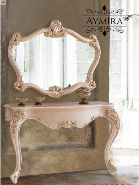 Амира кремовый консольный столик с зеркалом