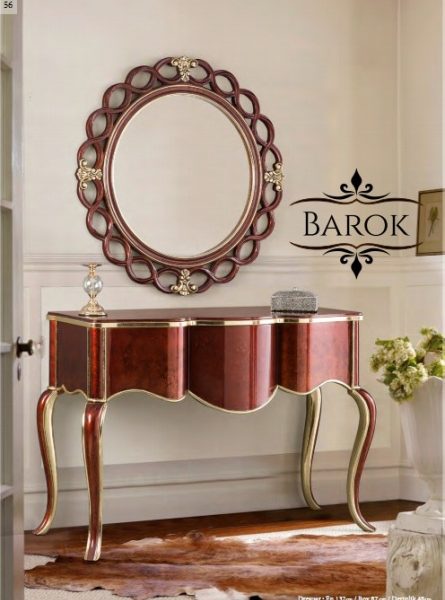Классическая консоль с круглым зеркалом барок