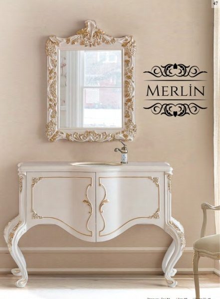 Белая консоль с золотом Мерлин