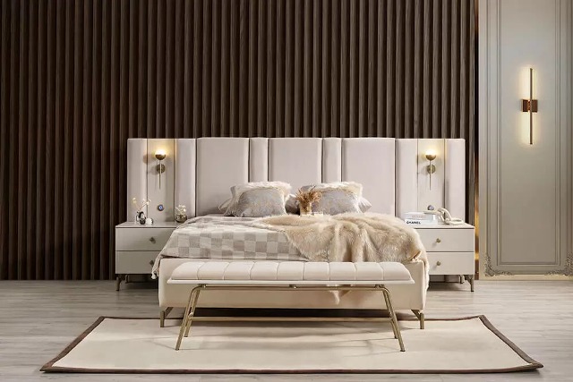 Белая спальня Ева в модерн мягкие кровати