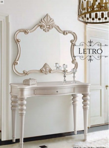 Біла консоль із дзеркалом Летро