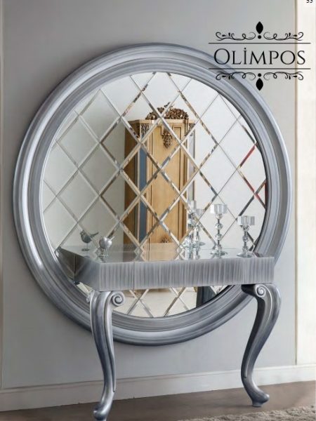 Серая консоль с большим зеркалом Олимрос