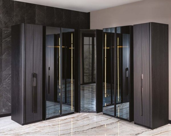 Лион серый угловой шкаф в стиле модерн