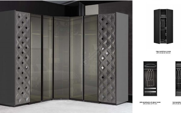 Серый современный угловой шкаф Виола