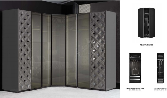 Серый современный угловой шкаф Виола Серый современный угловой шкаф Виола