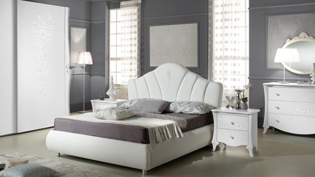 Дорис-белая спальня в стиле современная классика купить кровать италия в интернет магазине Спальния
