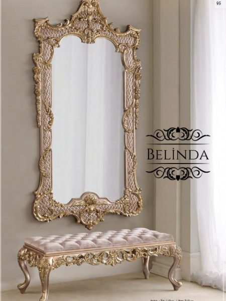 Золотое зеркало с пуфиком Белинда