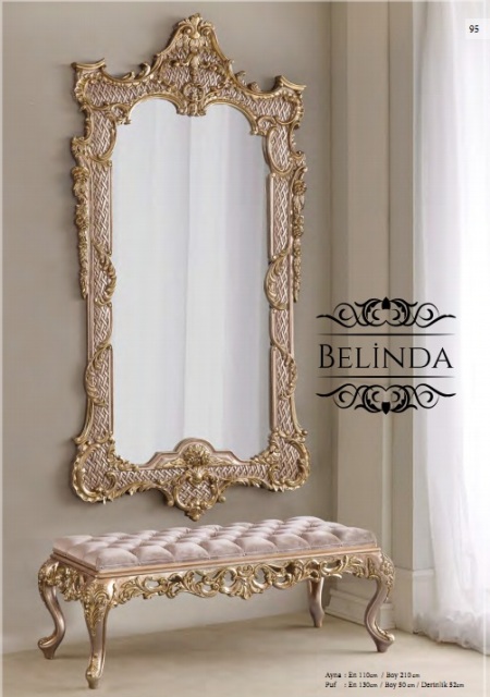 Золотое зеркало с пуфиком Белинда
