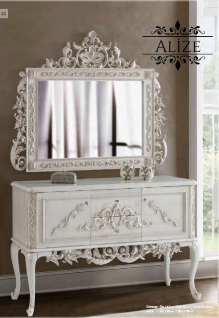 Белая классическая консоль Элиза с зеркалом