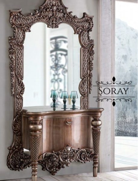 Коричневая консоль с зеркалом Сорей