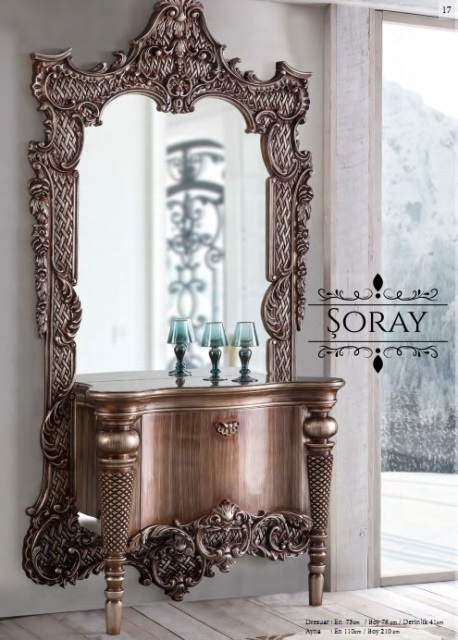 Коричневая консоль с зеркалом Сорей