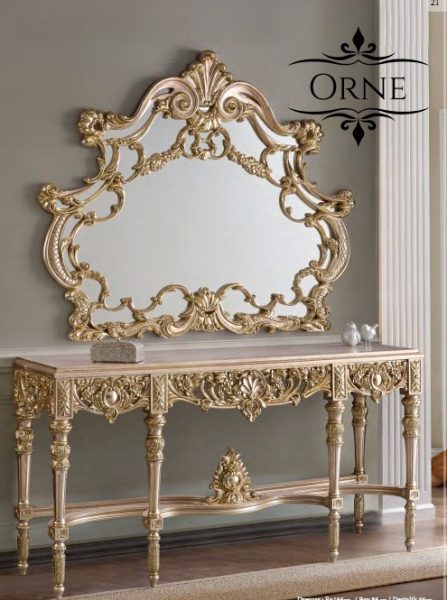 Золотая консоль с зеркалом Орне