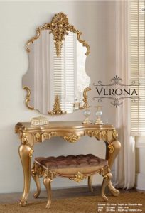 Золотой консольный столик с зеркалом Верона