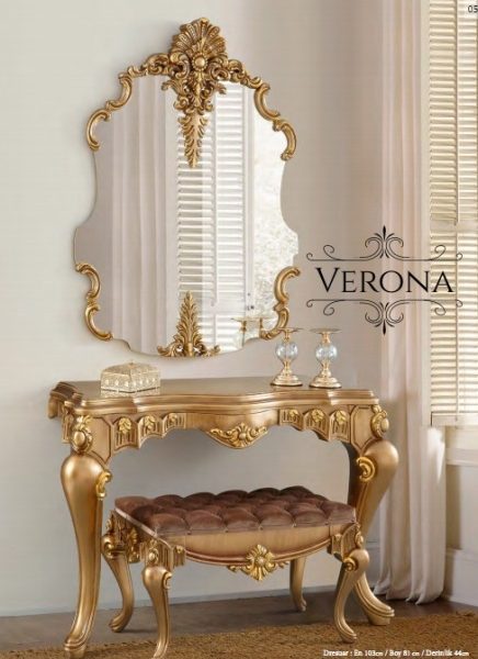 Золотой консольный столик с зеркалом Верона