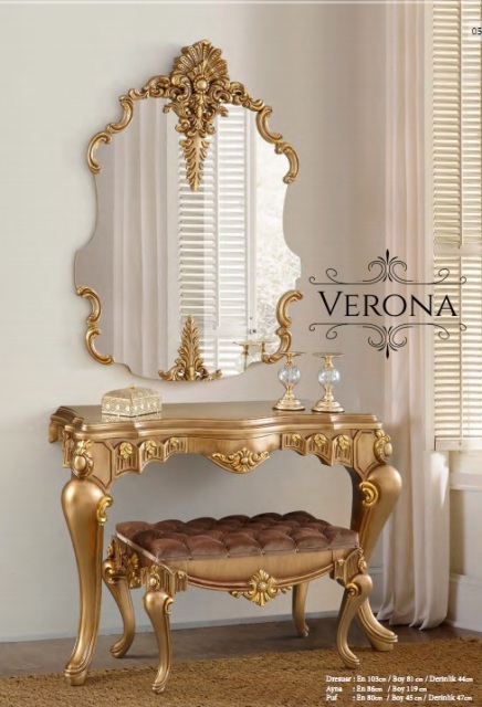 Золотой консольный столик с зеркалом Верона Золотой консольный столик с зеркалом Верона