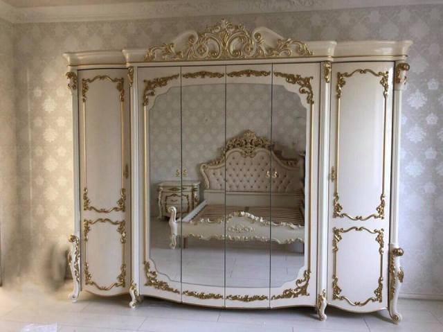 Афина белая мебель для спальни с золотом