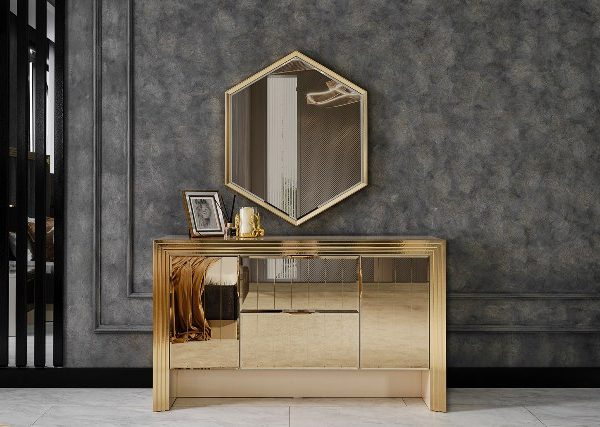 Золотой зеркальный комод Мидас, NEW