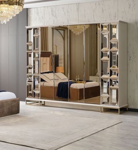 Золотой зеркальный шкаф Сириус, NEW