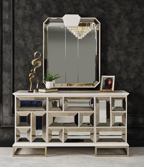 Золотой зеркальный комод Сириус, New