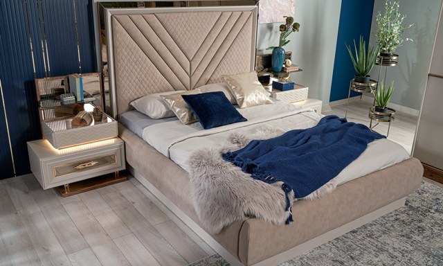 Бежевая мягкая кровать Эльза, Идол