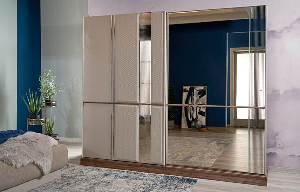 Бежевый современный шкаф Эльза, Идол