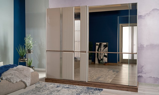 Бежевый современный шкаф Эльза, Идол