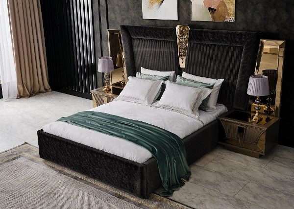 Черная кровать с золотом Олимп, NEW