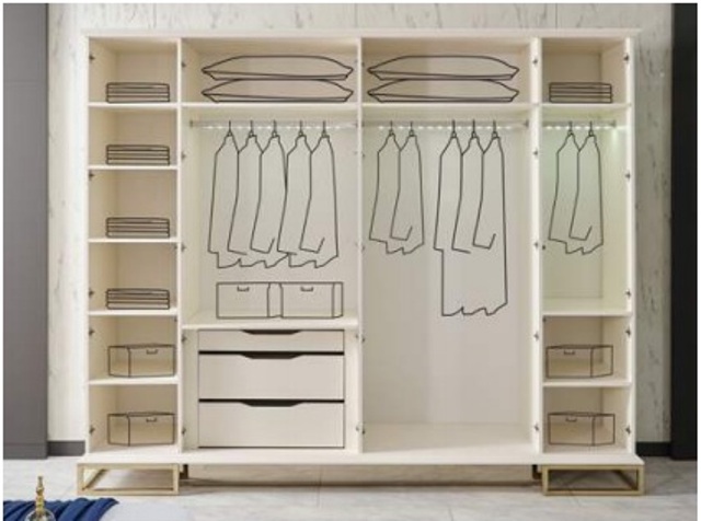 Золотой зеркальный шкаф Сириус, NEW