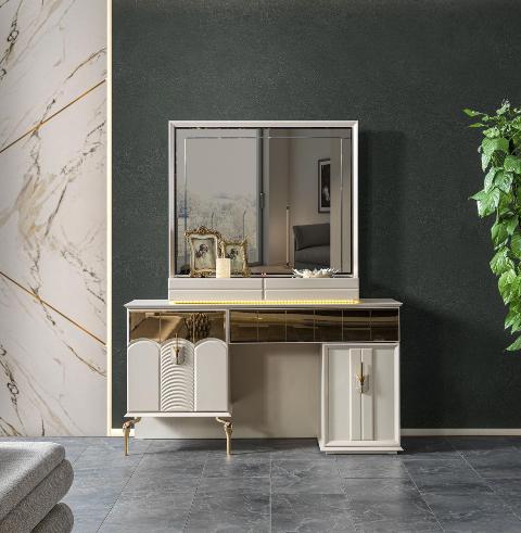 Белый туалетный столик с золотом Бруно, CEL